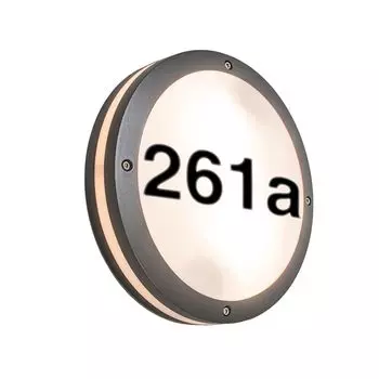 QAZQA - Современный настенный светильник для наружного освещения антрацитового цвета с номером дома IP54 - Наружное освещение Glow I - алюминиевый круглый - Подходит для светодиодов E27, темно-серый