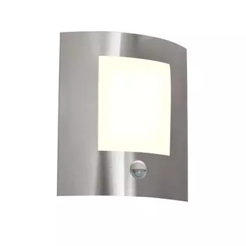 QAZQA - Современный настенный светильник для наружного освещения из стали I серебро I матовый никель с датчиком движения IP44 - Emmerald 1 I наружное освещение - прямоугольная нержавеющая сталь - подходит для светодиодов E27