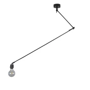 QAZQA - Современный подвесной светильник I Подвесной светильник I Подвесной светильник черный без абажура - Молния I I Гостиная - продолговатая сталь - Подходит для светодиодов E27