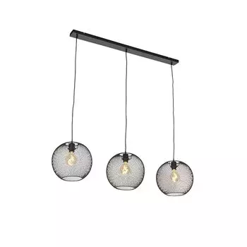QAZQA - Современный подвесной светильник I Подвесной светильник I Подвесной светильник черный, 3 лампы - сетчатый шар I Гостиная I Спальня - продолговатая сталь - Подходит для светодиодов E27