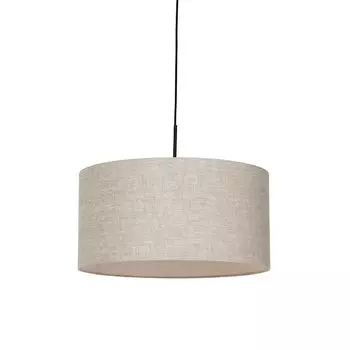QAZQA - Современный подвесной светильник в деревенском стиле I подвесной светильник I подвесной светильник черный с бежевым абажуром 50 см - Combi 1 I гостиная I спальня - текстильный круглый - подходит светодиод E27, бежевый