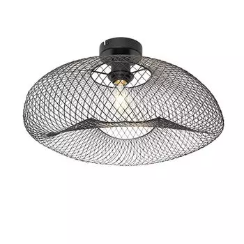 QAZQA - Современный потолочный светильник I потолочный светильник I лампа I свет черный - Zora I гостиная I спальня - круглая сталь - подходит светодиод E27