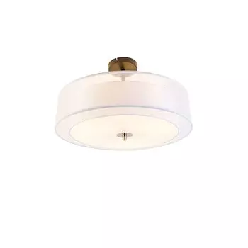 QAZQA - Современный потолочный светильник I Потолочный светильник I Лампа I Свет белый 50 см, 3 лампы - барабан с дуэтом абажура I Гостиная I Спальня - текстильный цилиндр - подходит светодиод E27