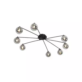 QAZQA - Современный потолочный светильник I потолочный светильник I лампа I свет черный 8-световой с дымчатым стеклом - Афины I гостиная I спальня - круглый - светодиод подходит G9