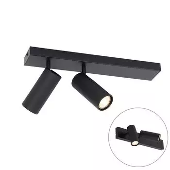 QAZQA - Современный современный потолочный точечный светильник, черный, с 2 регулируемыми лампами - Renna I гостиная I спальня - продолговатая сталь - светодиод подходит GU10