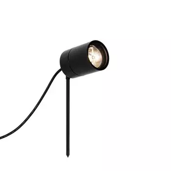 QAZQA - Современный современный точечный светильник черного цвета AR70, регулируемый IP44 - Наружное освещение Solo I - продолговатая форма из нержавеющей стали - Подходит для светодиодов GU10, черный