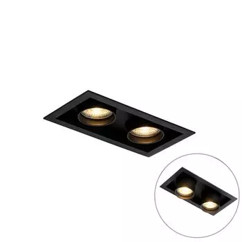 QAZQA - Современный современный встраиваемый точечный светильник черного цвета с 2 лампами - крыша I гостиная I спальня - алюминиевый прямоугольный светильник - подходит для светодиодов GU10, черный