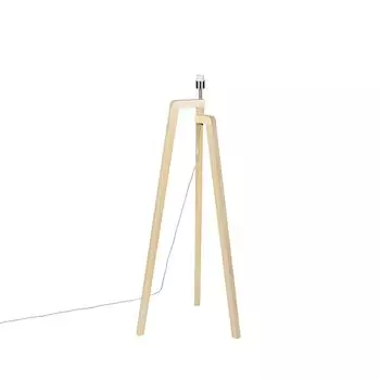 QAZQA - Современный торшер I Торшер I Торшер I Лампа I Light Штатив из дерева без абажура - Puros I Гостиная I Спальня - удлиненный - Подходит для светодиодов E27, бежевый