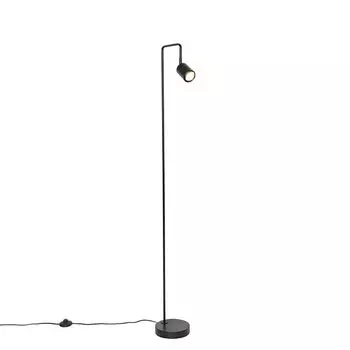 QAZQA - Современный торшер I Торшер I Торшер I Лампа I Черный регулируемый светильник - Ява I Гостиная I Спальня - продолговатая сталь - Подходит для светодиодов GU10