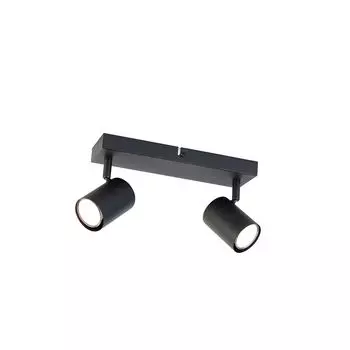 QAZQA — Современный умный потолочный светильник I Потолочный светильник I Лампа I Черный прямоугольный светильник с 2 лампочками Wi-Fi GU10 — Диммер Jeana I С регулируемой яркостью I Гостиная I Спальня — Продолговатая сталь — Подходит для светод...