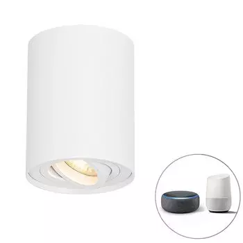 QAZQA - Современный умный потолочный светильник I Прожектор I Потолочный светильник I Потолочный светильник I Прожектор I Лампа I Свет белый, регулируемый, включая Wi-Fi GU10 - Rondoo up I Гостиная I Спальня - Алюминиевый цилиндр -