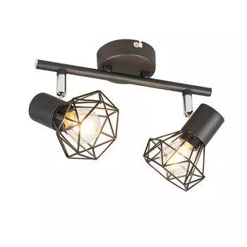 QAZQA - Современный умный потолочный точечный светильник черного цвета, поворотный и наклоняемый, с 2 лампами WiFi P45 - Диммер Mosh I с регулируемой яркостью I гостиная I спальня - продолговатая сталь - подходит для светодиодов E14, черный