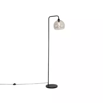 QAZQA — Современный умный торшер I Торшер I Торшер I Лампа I Черная лампа с затемненным стеклом, включая Wi-Fi A60 — Малый диммер I С регулируемой яркостью I Гостиная I Спальня — Продолговатый пластик — Совместимость со светодиодами, черный