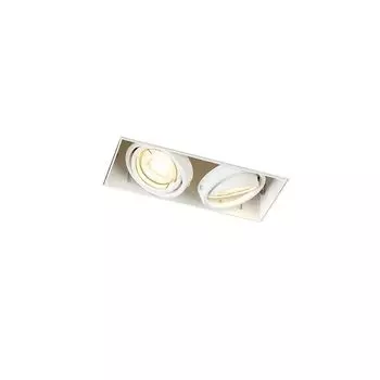 QAZQA - Современный встраиваемый точечный светильник белого цвета, поворотный и наклоняемый, безрамочный - Oneon 2 I гостиная I спальня - стальной прямоугольный - подходит для светодиодов GU10, белый