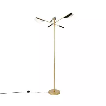 QAZQA — Торшер Design, черный с золотом I, латунь, 3 лампы — Sinem I гостиная I спальня — продолговатая сталь — подходит для светодиодов G9