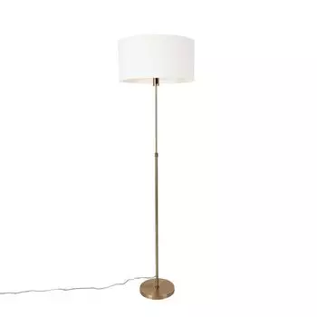 QAZQA - Торшер Design регулируемый бронзовый с белым абажуром 50 см - Часть I гостиная I спальня - круглая сталь - подходит светодиод E27, бронза