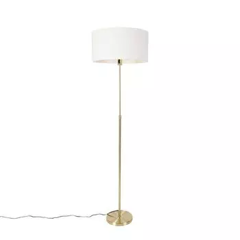 QAZQA - Торшер Design регулируемый золото I латунь с белым абажуром 50 см - Часть I гостиная I спальня - круглая сталь - подходит для светодиодов E27