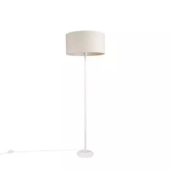 QAZQA - Торшер современный белый с абажуром перцового цвета 50 см - Simplo I гостиная I спальня - продолговатая сталь - светодиод подходит E27, бежевый