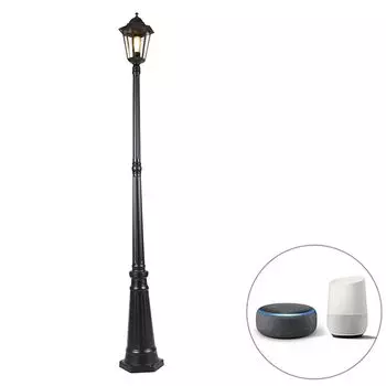 QAZQA — Уличный фонарь Classic I Antique Smart, черный, 200 см, IP44, включая Wi-Fi ST64 — Havana I Наружное освещение — Продолговатый из нержавеющей стали — Подходит для светодиодов E27