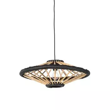 QAZQA - Восточный подвесной светильник в восточном стиле I подвесной светильник I подвесной светильник из бамбука черного цвета 60 см - Evalin I гостиная I спальня - круглый бамбук - подходит светодиод E27, черный