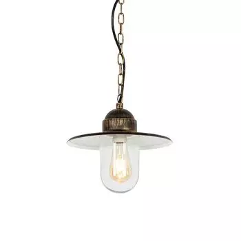 QAZQA - Загородный дом I Винтаж I Подвесной светильник для улицы в деревенском стиле I Подвесной светильник I Подвесной светильник Античное золото I Латунь IP44 - Канзас I Наружное освещение - Круглая сталь - Светодиод подходит E27