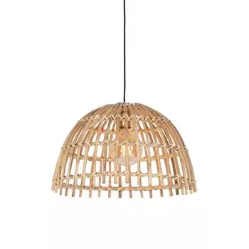 QAZQA - Загородный дом I Винтаж I Подвесной светильник в деревенском стиле I Подвесной светильник I Полукруглый подвесной светильник из бамбука 55 см - Cane Magna I Гостиная I Спальня - Бамбук Круглый - Подходит для светодиодов E27, бежевый