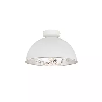 QAZQA - Загородный дом I Винтаж I Потолочный светильник Rustic White с серебром 30 см - Magna Basic I Гостиная I Спальня - Круглая сталь - Подходит для светодиодов E27, белый