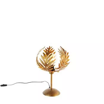 QAZQA - Загородный дом I Винтажная настольная лампа золото I латунь 26 см - Ботаника I гостиная I спальня - органическая сталь - подходит светодиод E27