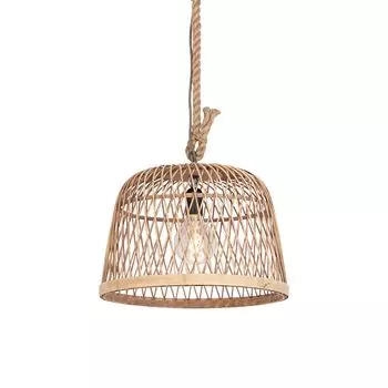 QAZQA - Загородный дом I Винтажный умный сельский подвесной светильник I Подвесной светильник I Подвесной светильник из ротанга с Wi-Fi G125 Источник света - Каламус I Гостиная I Спальня - Круглый - Светодиод Подходит E27, бежевый