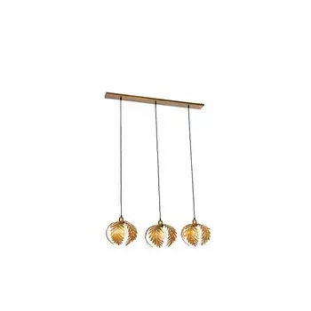 QAZQA - Загородный дом I винтажный подвесной светильник I подвесной светильник I подвесной светильник из латуни с 3 лампочками - Ботаника I гостиная I спальня - продолговатая сталь - светодиод подходит E27, золото