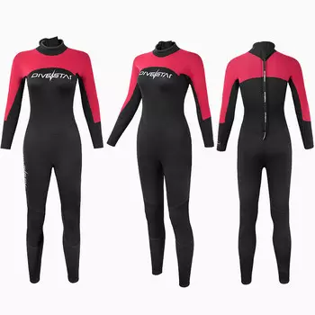 QINGHONG 3 мм гидрокостюм комбинезон теплый гидрокостюм для серфинга женский с длинными рукавами морозостойкий DIVESTAR красный размер S-XXL