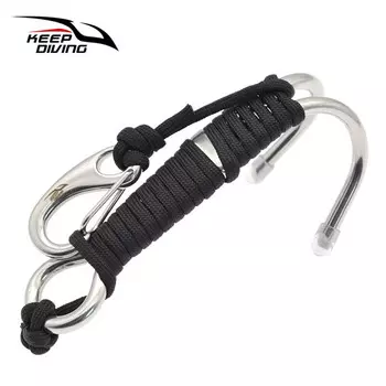 QINGHONG дайвинг с двойной головкой, крюк для дайвинга из нержавеющей стали 316, двойной крюк, безопасный трос, устойчивый к морской воде, двойной крюк, черный