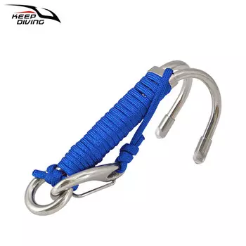 QINGHONG дайвинг с двойной головкой, крюк для дайвинга из нержавеющей стали 316, двойной крюк, безопасный трос, устойчивый к морской воде, двойной крюк, синий