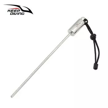 QINGHONG Погремушка для дайвинга Ding Stick Молоток для бутылок из нержавеющей стали Подводный зонд со шкалой, самозвоном и ручной веревкой, черный