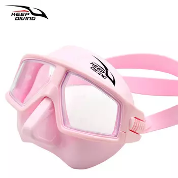 QINGHONG профессиональная противотуманная маска для фридайвинга с малым объемом, изогнутое стекло из смолы, легкий вес DM-405, розовый, один размер подходит всем