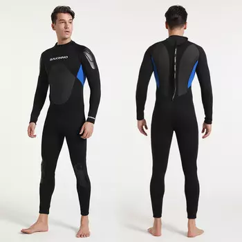 QINGHONG Sharkono 3 мм цельный гидрокостюм для пары с длинными рукавами гидрокостюм для плавания, подводного плавания и серфинга мужской - синий L
