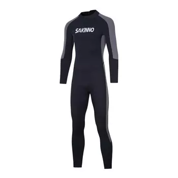 QINGHONG Sharkono цельный гидрокостюм 3 мм, мужской теплый и морозостойкий гидрокостюм, защита от солнца для серфинга вверх по течению, подводного плавания, черный, серый, XL