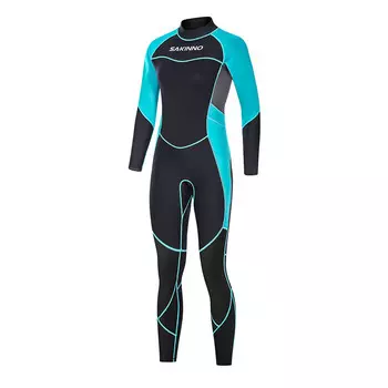 QINGHONG Sharkono цельный гидрокостюм 3 мм, женский теплый и холодный гидрокостюм для плавания, серфинга, зимний купальник, синий M
