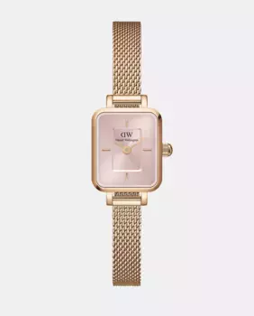 Quadro Mini DW00100650 женские часы с розовой стальной сеткой Daniel Wellington