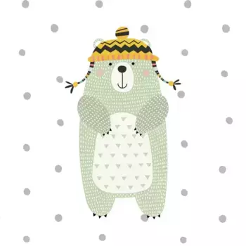 Queence декоративная подушка "Мишка", чехол на подушку без наполнения, 1 шт 40х40 см, цвет bunt + bedruckt-gepunktet