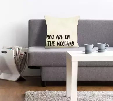 Queence декоративная подушка "YOU ARE ON THE WOODWAY", чехол без наполнителя, 1 шт 40х40 см, бежевый