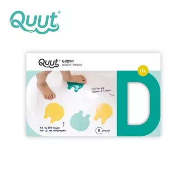 QUUT, Grippi Jellyfish Мятно-желтые противоскользящие присоски для ванны с медузами 8 шт.