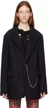 R13 Черный рваный пиджак