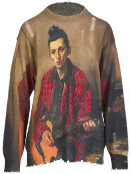 R13 джемпер с графичным принтом, коричневый