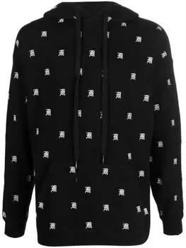 R13 худи с кулиской и вышитым логотипом, черный