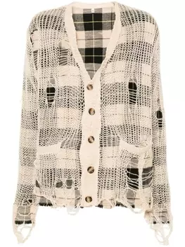 R13 кардиган с эффектом потертости, нейтральный цвет