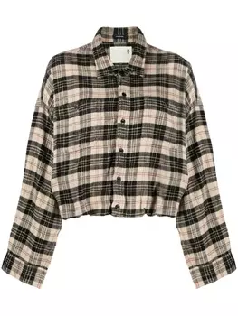 R13 клетчатая рубашка со сборками, нейтральный цвет