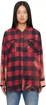 R13 Красная рубашка с глубоким вырезом