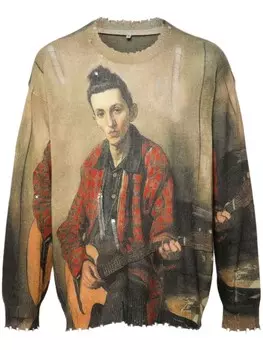 R13 принтованный свитер, коричневый