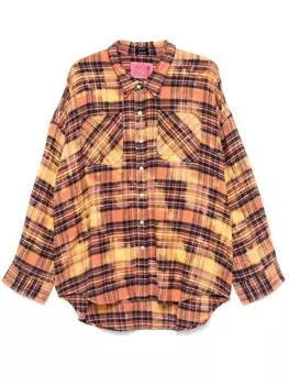 R13 рубашка в клетку тартан, розовый